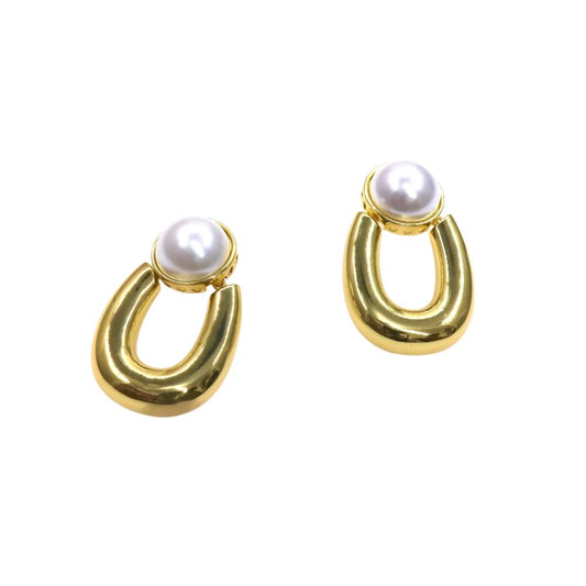 OVAL & PEARL EARRING