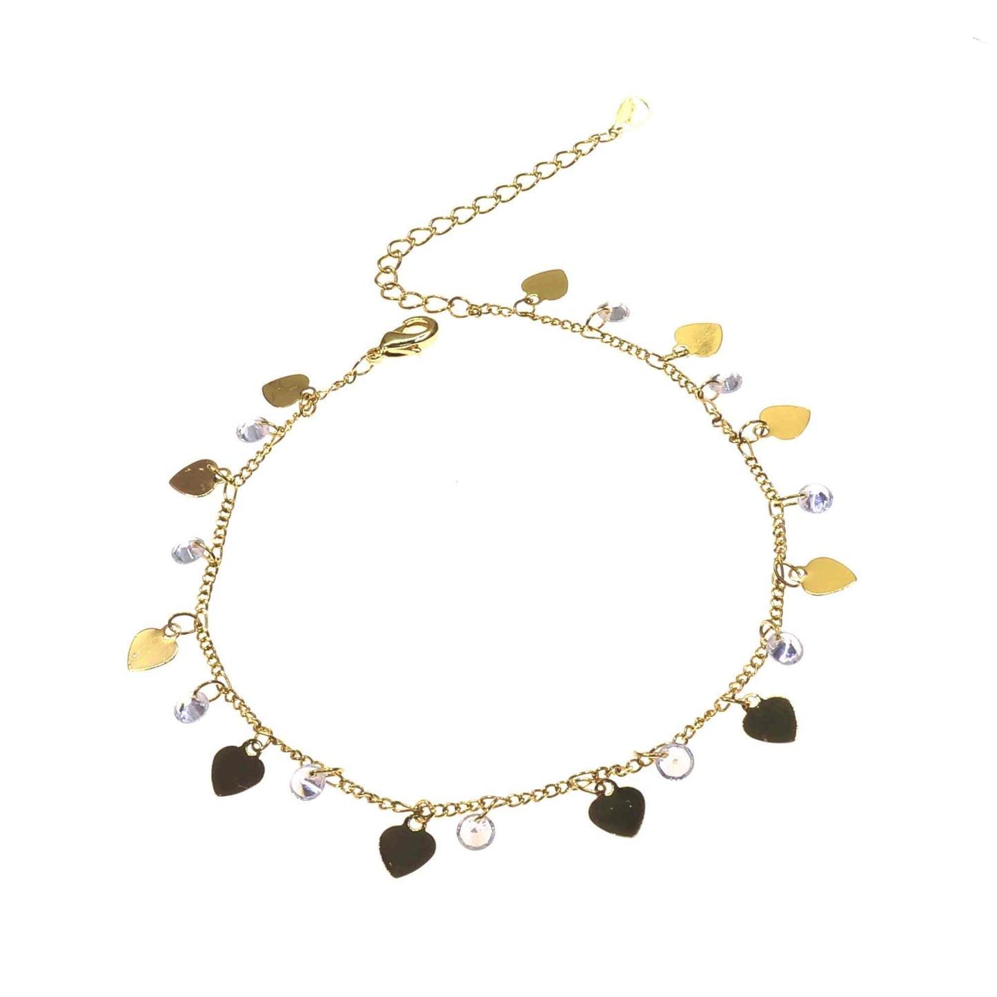 CYRSTALS & FLAT HEARTS ANKLET