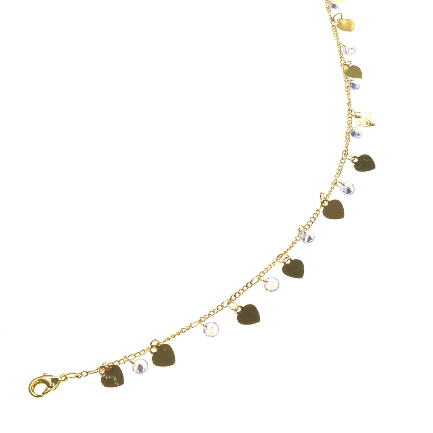 CYRSTALS & FLAT HEARTS ANKLET