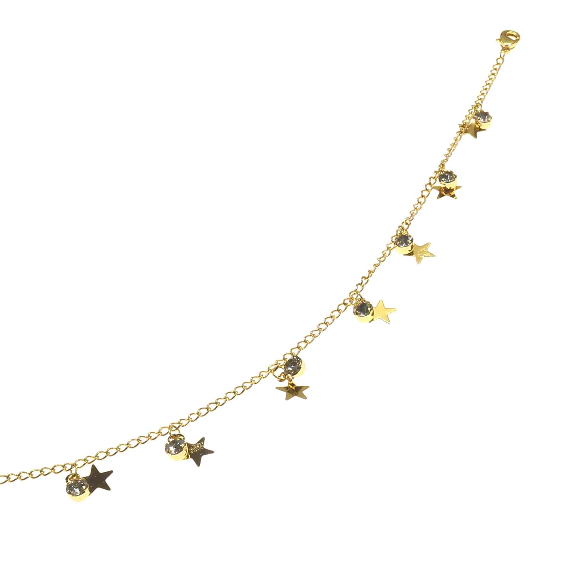 SHINE STARS GOLD ANKLET with gold star charms.