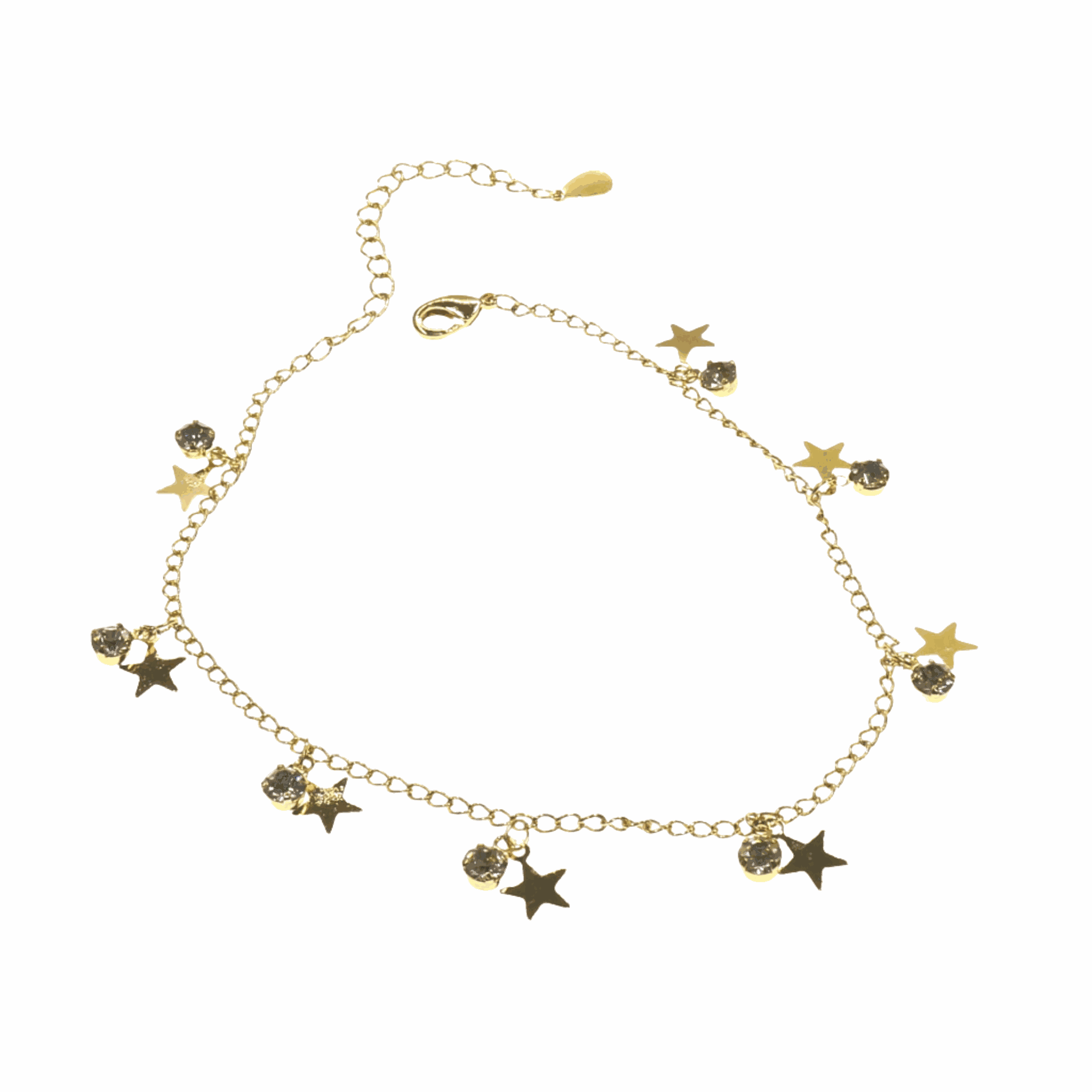 SHINE STARS GOLD ANKLET with star charms, stylish and eye-catching.