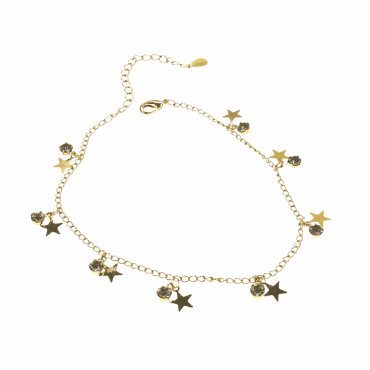 SHINE STARS GOLD ANKLET with star charms, stylish and eye-catching.