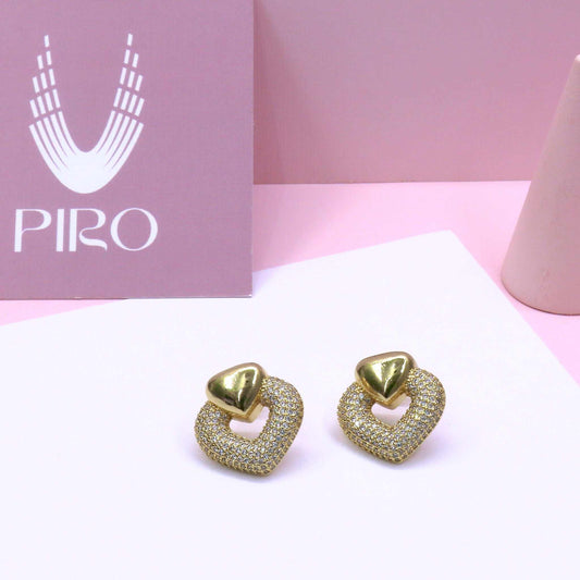 PAVE HEART STONE EARRING