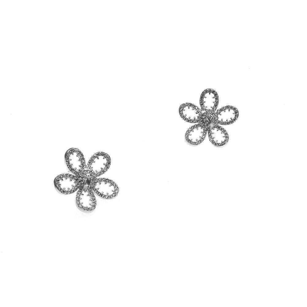 FLOR PAVE SLV EARRING