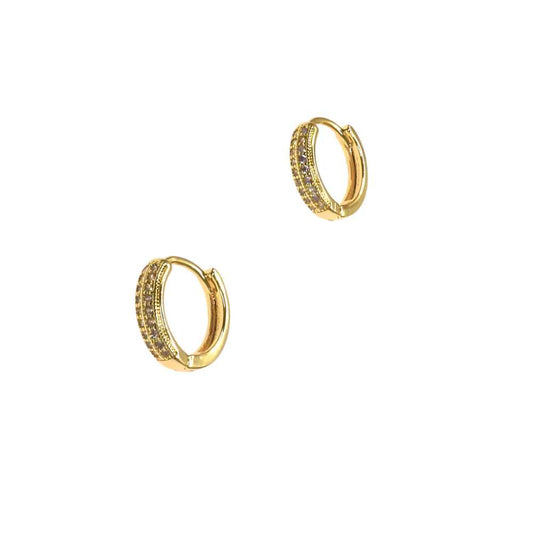 MINI HUGGIE earrings with pave crystals, elegant and durable design.
