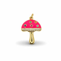 Rainbow Enamel Mushroom Pendant – 14K Gold Filled