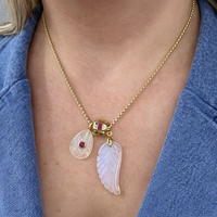 Quartz Angel Wing Pendant With 14k Gold Plated Bail