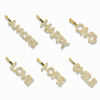 14k Gold Plated Crystal Word Pendant Collection