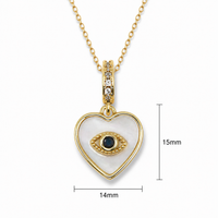 14K Gold Filled Mother of Pearl Evil Eye Heart Pendant