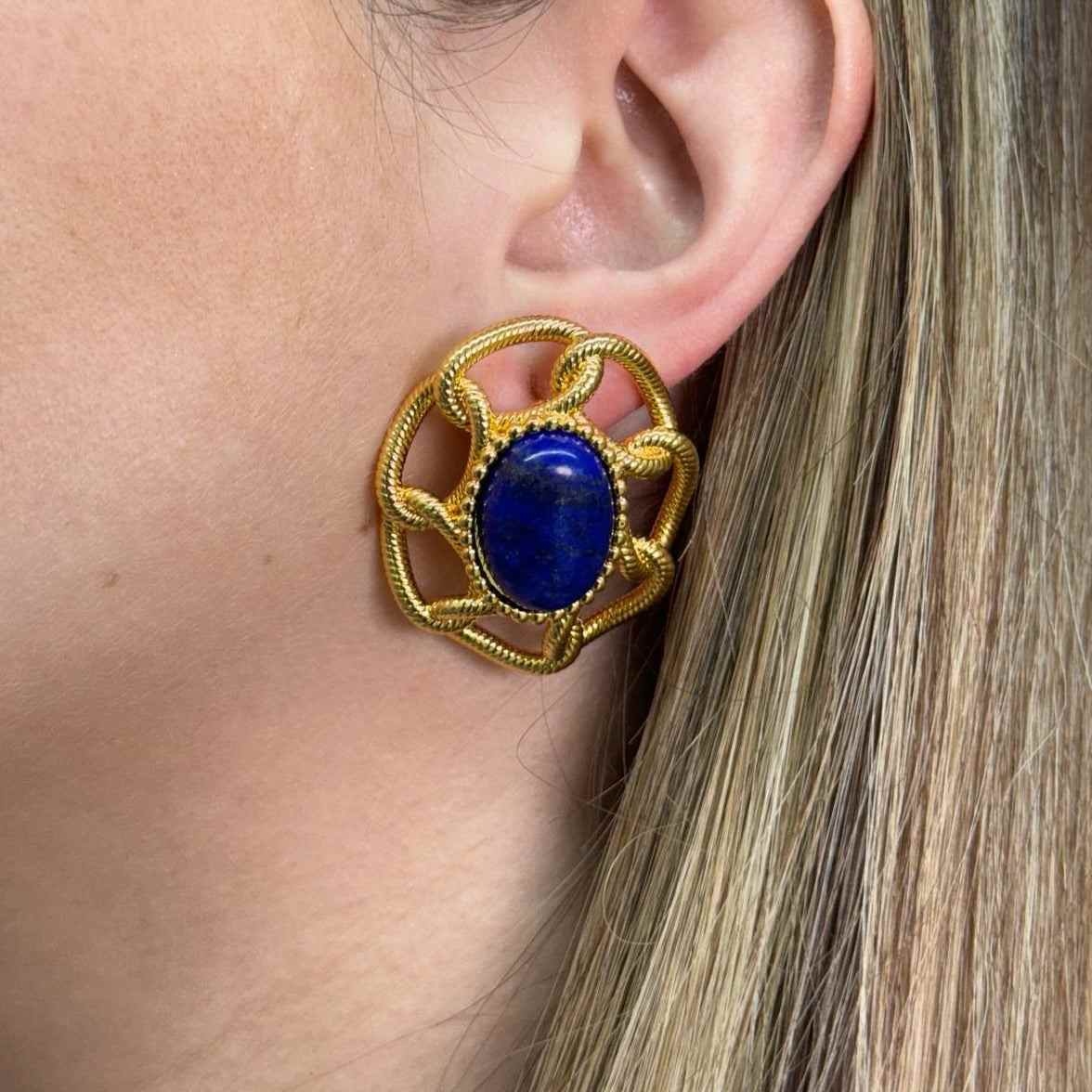 MARQUESA EARRING gold filled vintage style on ear.