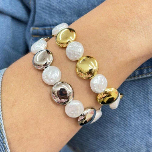 ELASTIC FLAT PEARL BRACELET