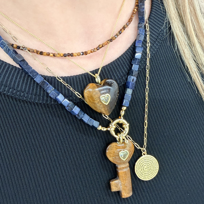 White Quartz Key Pendant With 14k Gold Plated Hook