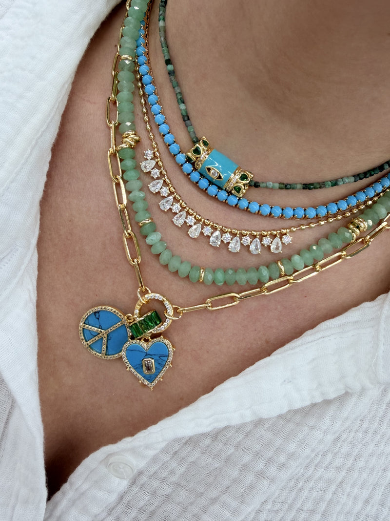 14K Gold Filled Turquoise Peace Sign Pendant