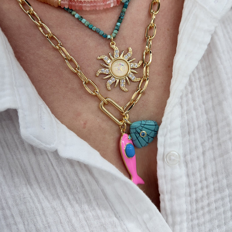 Seashell Pendant With 14k Gold Plated Hook