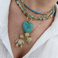 Quartz Heart Sea Shell Pendant With 14k Gold Plated Hook