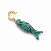 Fish Quartz Pendant With 14k Gold Plated Hook