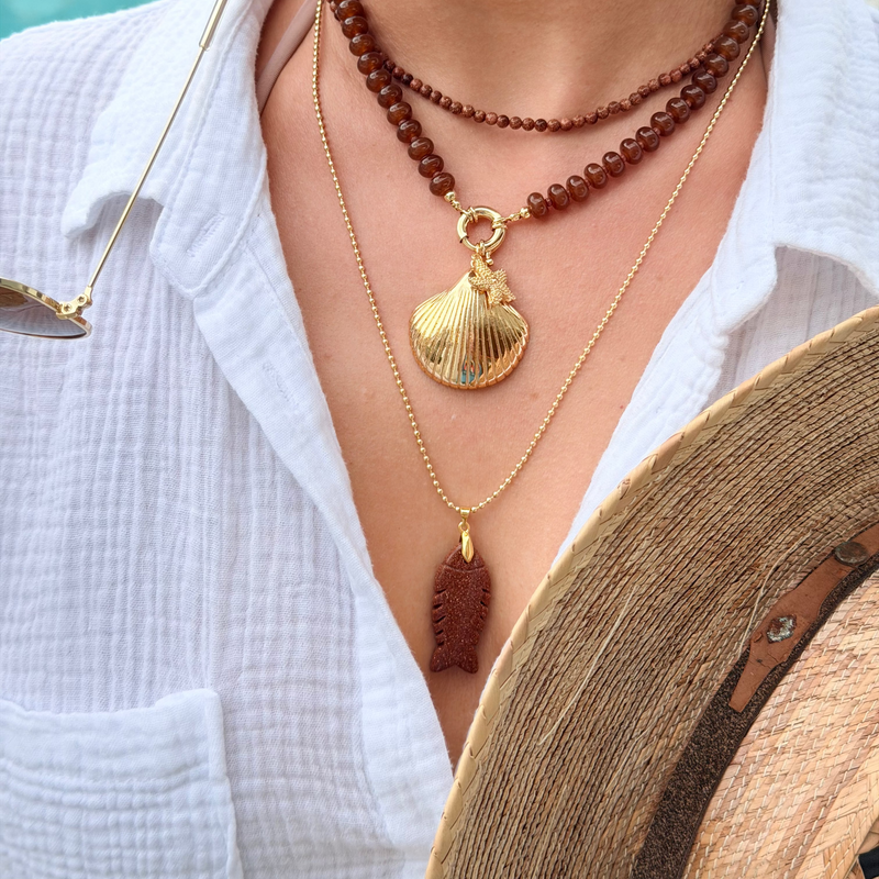Quartz Fish Pendant With 14k Gold Plated Bail