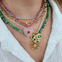 Heart Quartz Pendant With 14k Gold Plated Hook