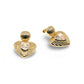 RIBBED GOLD HEART EARRING WITH ZIRCONIA