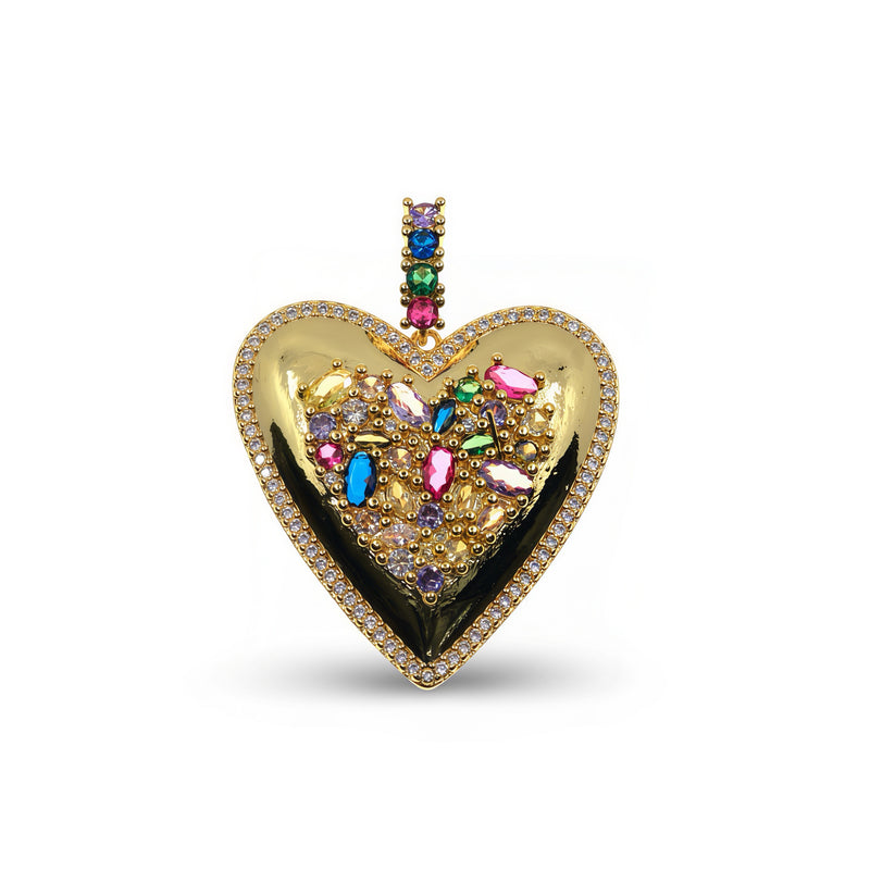 Gold heart pendant with zirconia