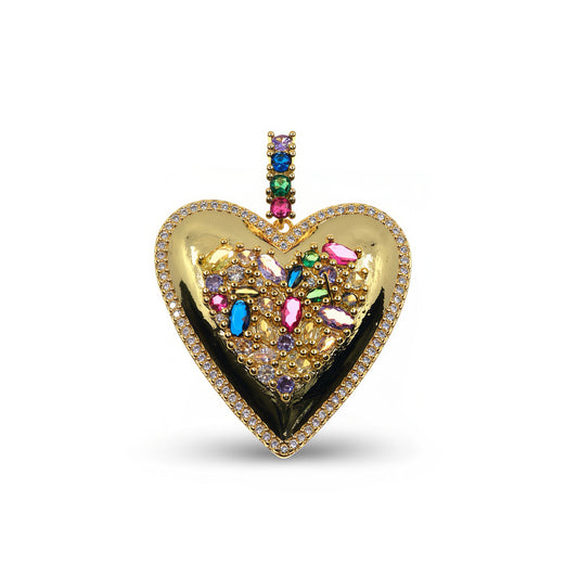 GOLD HEART PENDANT WITH ZIRCONIA