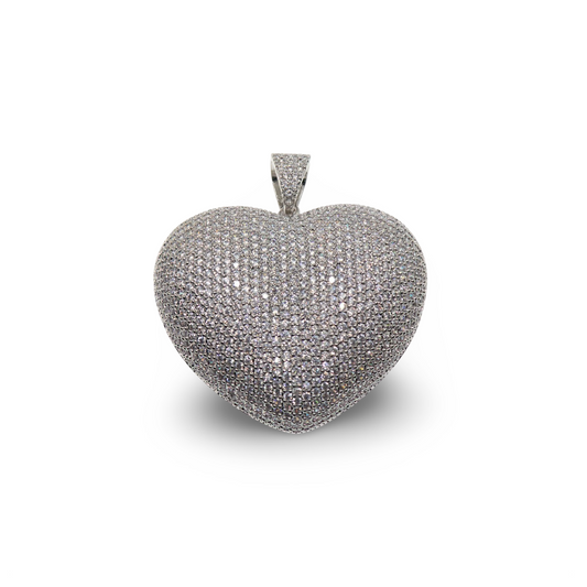PUFFED ZIRCONIA HEART PENDANT