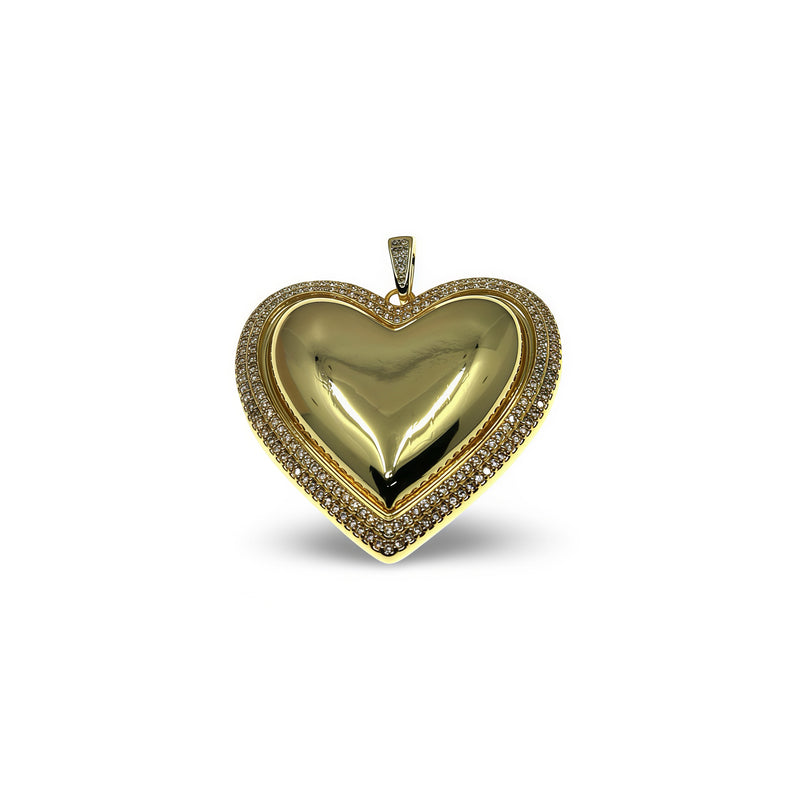 Heart pendant with zirconia border