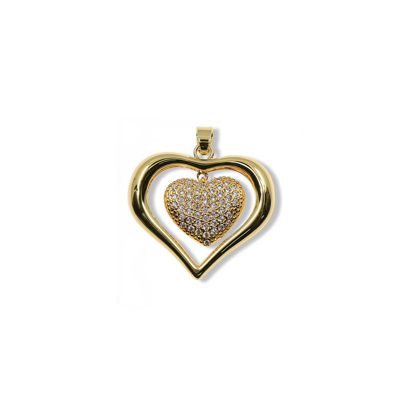Spinning heart zirconia pendant