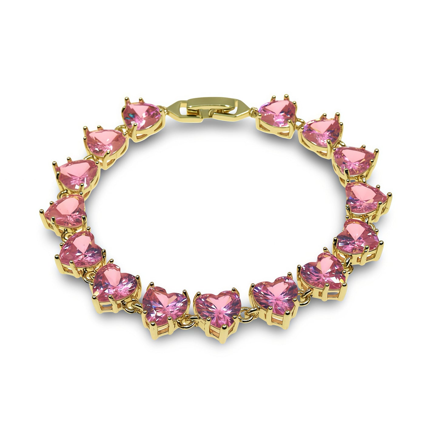 HEART- SHAPED CUBIC ZIRCONIA LINK BRACELET