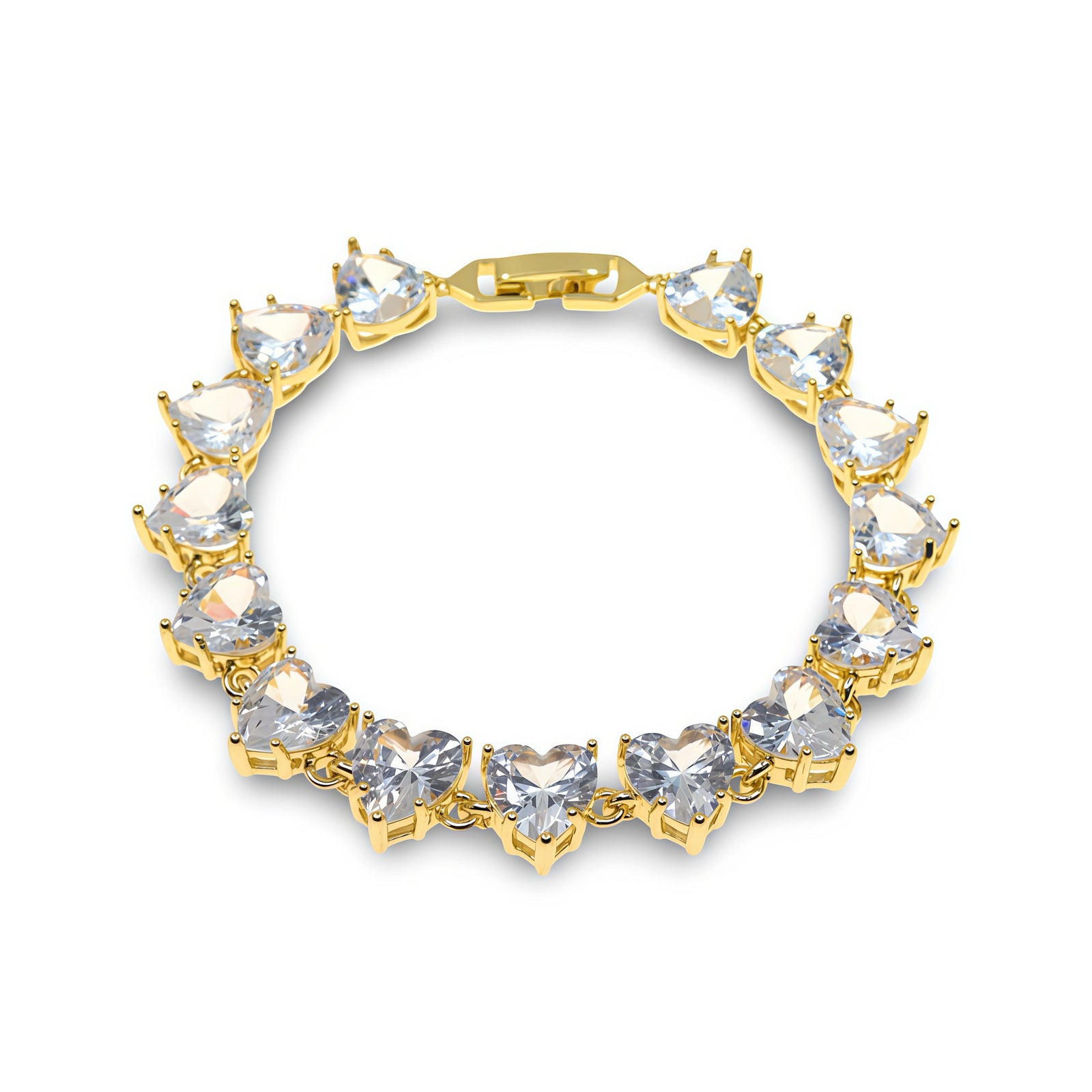 HEART- SHAPED CUBIC ZIRCONIA LINK BRACELET