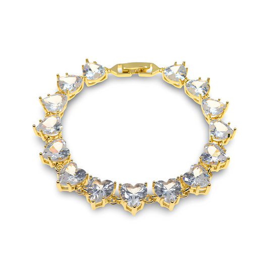 HEART- SHAPED CUBIC ZIRCONIA LINK BRACELET
