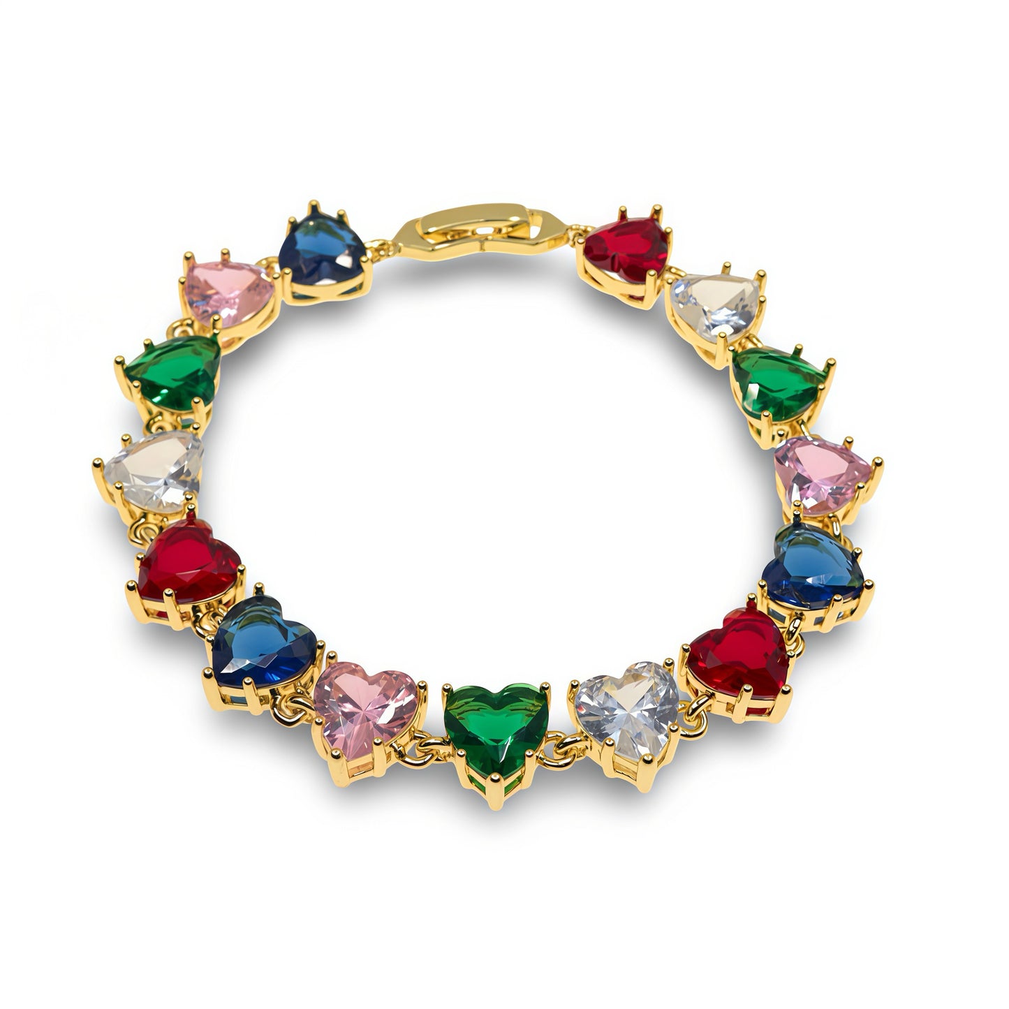 HEART- SHAPED CUBIC ZIRCONIA LINK BRACELET