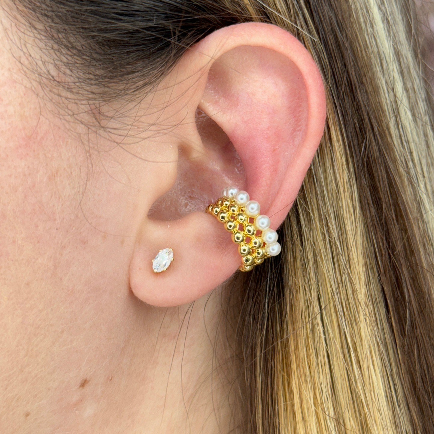 MINI BEADS & PEARL EARCUFF