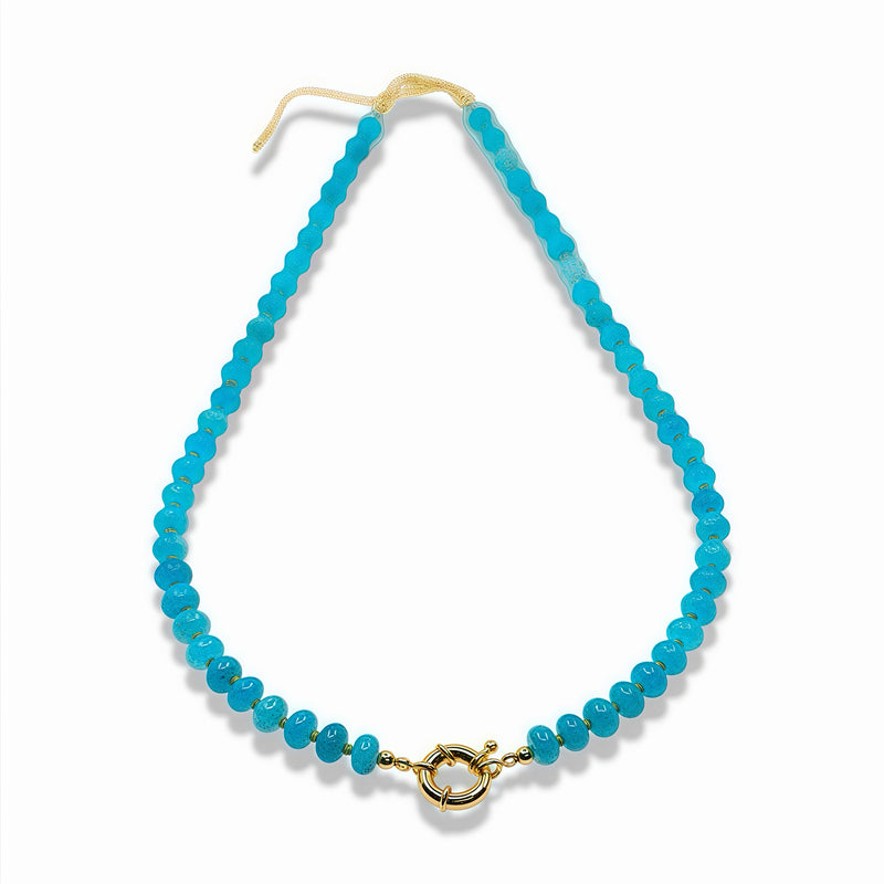 Natural Gemstone Necklace With 14k Gold Filled Donut Clasp
