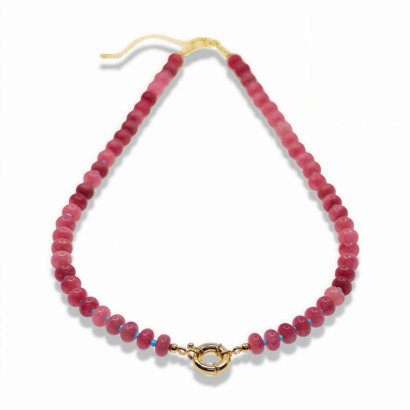 Natural Gemstone Necklace With 14k Gold Filled Donut Clasp