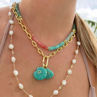 Seashell Pendant With 14k Gold Plated Hook