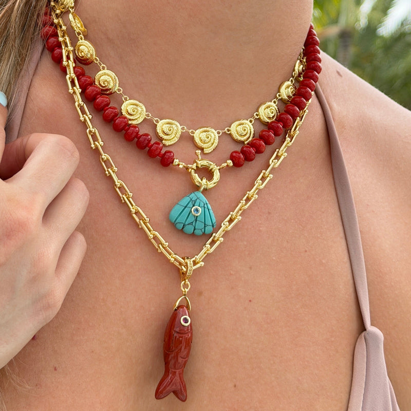 Natural Gemstone Necklace With 14k Gold Filled Donut Clasp
