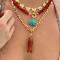 Fish Quartz Pendant With 14k Gold Plated Hook