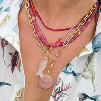 Fish Quartz Pendant With 14k Gold Plated Hook