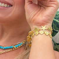 Gold Crystal Conch Shell Bracelet