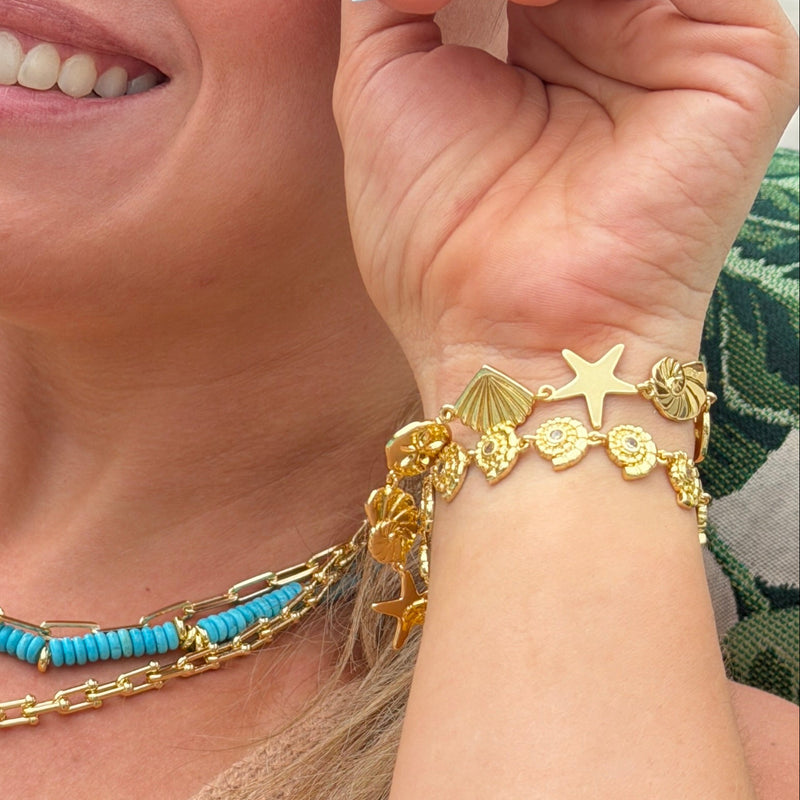 Gold Crystal Conch Shell Bracelet