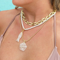 Fish Quartz Pendant With 14k Gold Plated Hook