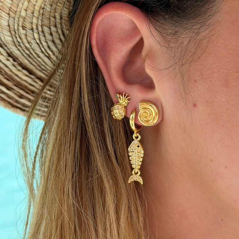 Spiral Seashell Stud Earrings