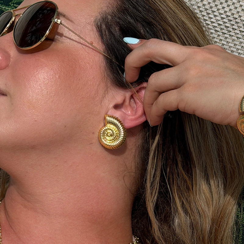 Spiral Seashell Stud Earrings