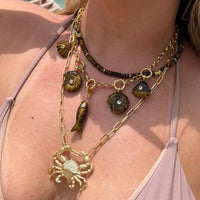 Fish Quartz Pendant With 14k Gold Plated Hook