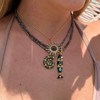 Gold Painted Conch Shell Pendant with Cubic Zirconia