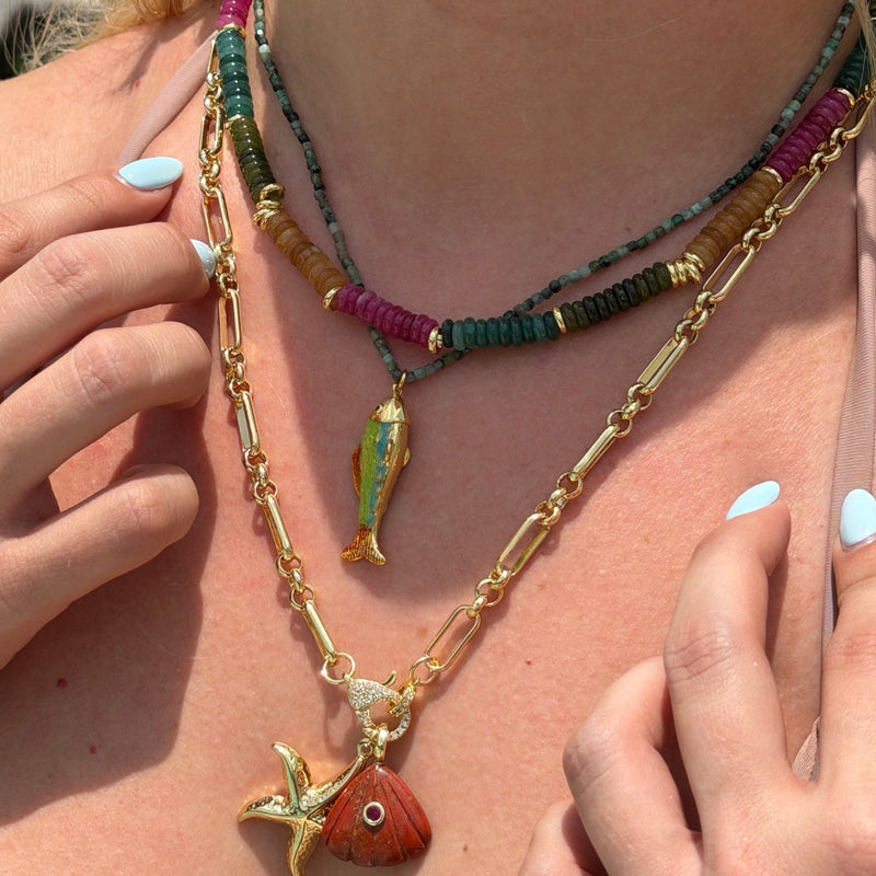 Gold Painted Bass Fish Pendant
