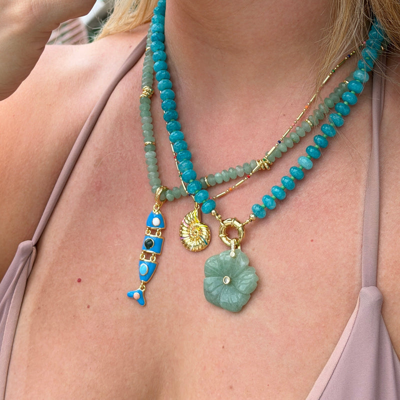 Flower Pendant With 14k Gold Plated Hook