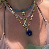 Quartz Sea Shell Pendant With 14k Gold Plated Hook