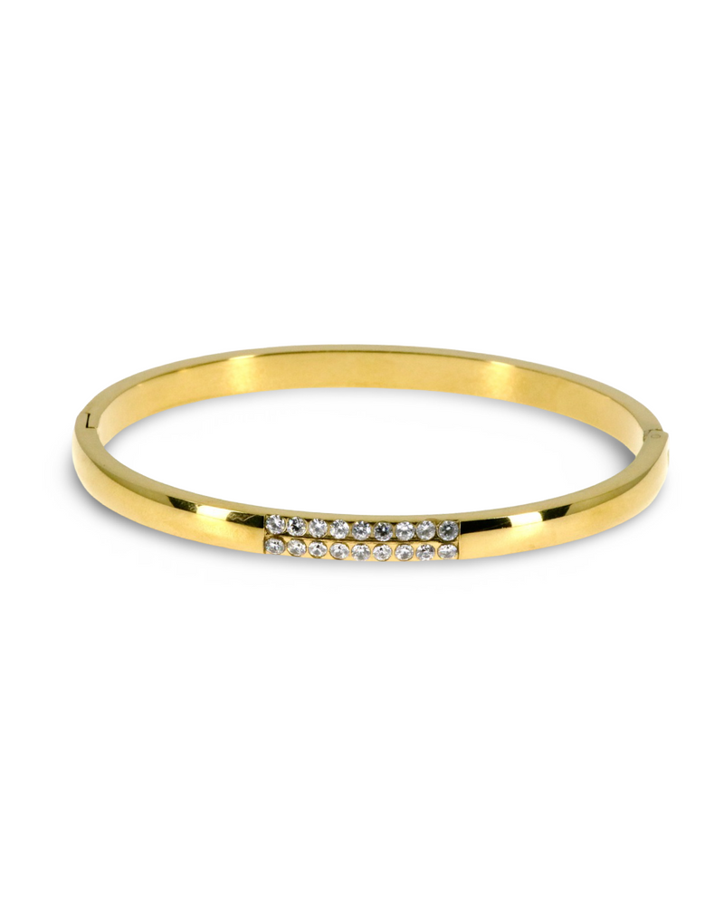 Crystal Line Bangle Bracelet – Gold